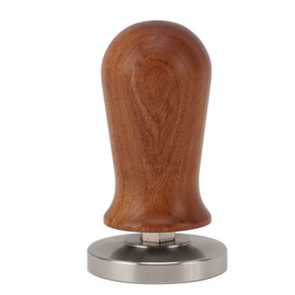 Coffee Leveler Tool Flat Base Wooden Handle 304 Stainless Steel Elastic Press Coffee Tamper 58MM
