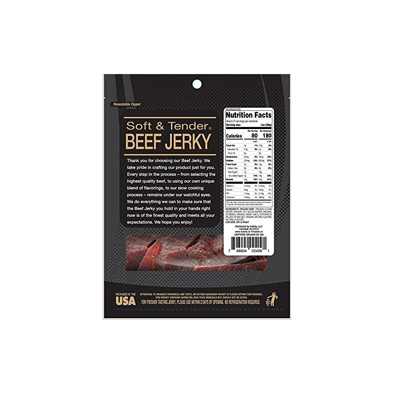 Nueats Organic Beef Jerky – 100% Grass-Fed, Tender & Soft