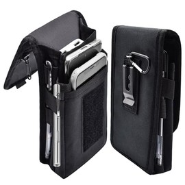Funda para teléfono con cinturón, soporte grande para smartphone, funda táctica multiusos para teléfono móvil, soporte para teléfono móvil para trabajo, senderismo, camping, barbacoa, rescate （Negro）