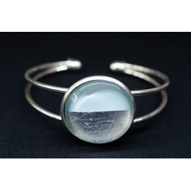 Miniblings Cabochin Himmerl Bangle Lucky Bracelet Water Horizon Water Silver Turquoise Blue Bangles – Handmade Fashion Jewellery – Women Girls, Plastic