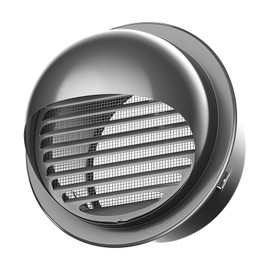 4" in Heavy Duty Thickened 304 Stainless Steel Air Vent Cover Louvered Grille Cover Vent Hood Round Cap Ducting Ventilation Air Outlet with Fly Screen Mesh for House (4inch-100MM Round Cap Black)