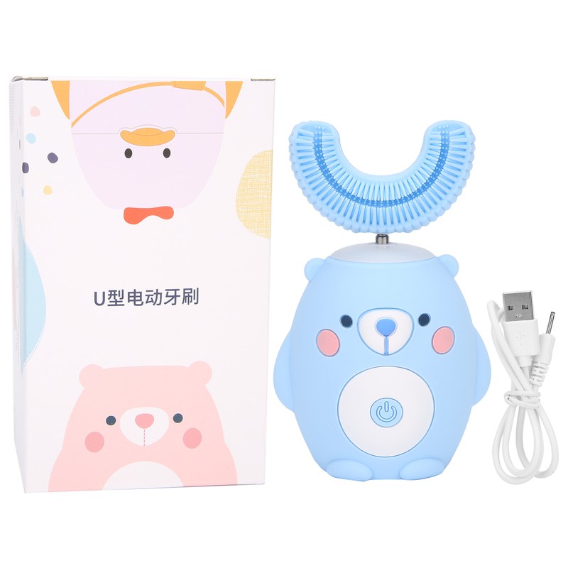 Cute Cartoon Bear Pattern U Shaped Automatic Toothbrush Electric Children