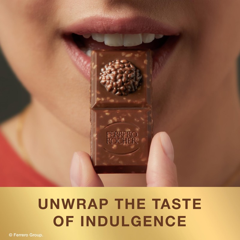 Ferrero Rocher premium chocolate bar, Milk Chocolate with Hazelnut Filling,