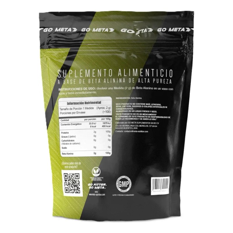 Beta Alanina Meta Nutrition 200grs 100 Serv Sabor