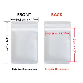 Rimiko 100pcs Resealable Opaque White Ziplock Bags, Reusable Flat Small Mylar Bag, Aluminum Foil Sample Bags with Matte Color Packaging for Food Storage (White, 4.1"x5.9")