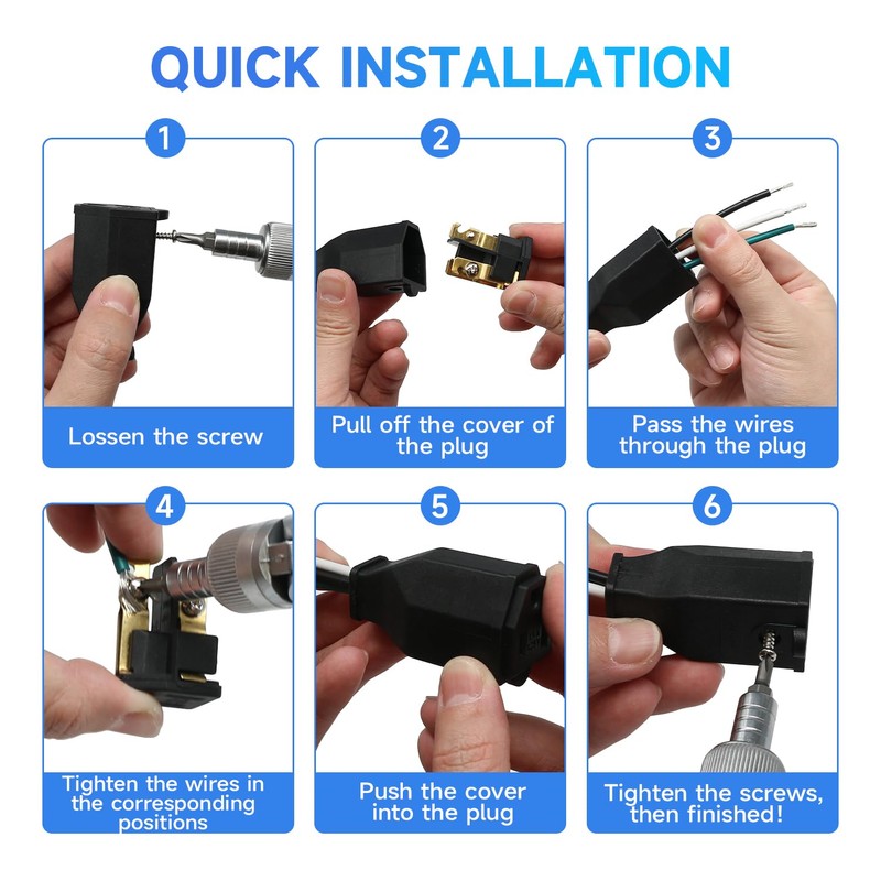 Tmyjfjingxi 2 Sets Extension Cord Repair Ends Male and Female