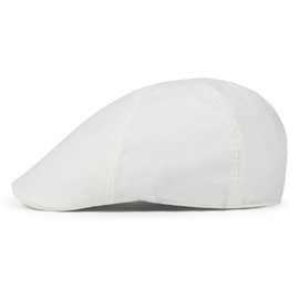 BOTVELA Newsboy Cap for Men Cotton Beret Ivy Irish Gatsby Driving Cabbie Hat, White, 7 3/4