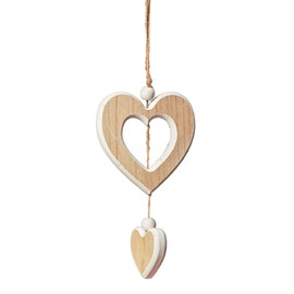 Heart-shaped Wooden Decorative Hanging Handmade Hearts Ornaments for Wedding Party Valentine Christmas Home Decoration Car Decor (#5, 1Pcs)