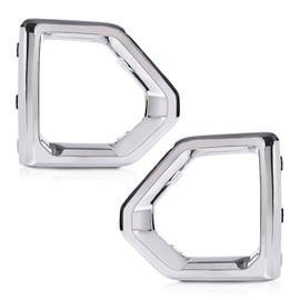 G-PLUS Pair Fog Light Cover, Fog Light Outer Bezel, Fit GMC Sierra 2019 2020 2021 Denali SLT AT4, Left Side and Right SIde Silvery Chrome Set, 84176753, 84176752