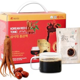SamSiDae Korean Red Ginseng Tonic – 6-Year Grown Roots with Jujube & Cornus Fruit Extract – Caffeine-Free Herbal Supplement – Supports Energy and Immu