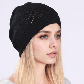 Crochet Hats for Women Hollow Elastic Crochet Beanie Loose Mesh Summer Beanies,Hand-Knitted Knit Hats,Soft and Breathable for Womens (Black)