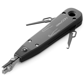 deleyCON LSA Insertion Tool Network Tool for Network Sockets Patch Panels Patch Panel Easy Network Wiring DSL ISDN TAE - Black