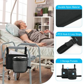 Beautyflier Folding Steel Bedside Commode Chair Hanging Bag, Bedside Commode Chair Armrest Organizer, Portable Toilet Chair Accessories, for Storage Toilet Paper, Mobile Phones (Bag Only)