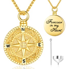 Aniu Cremation Jewelry for Ashes Urn Necklaces for Human Ashes Compass Necklace for Men Women Memorial Keepsake Jewelry