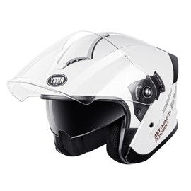 YEMA 3/4 Open Face Motorcycle Helmet DOT Approved - Dual Visor, Quick Release Buckle, Adult Motorbike Helmets for Men & Women, Moped Scooter Street Bike Helmet YM-650, White, L