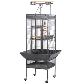 Yaheetech 61.5-inch Wrought Iron Rolling Large Parrot Bird Cage for Parakeets with Play Top