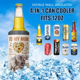 SANDJEST Mom Tumblers - To My Mom 12oz 4-in-1 Tumbler & Can Cooler Stainless Steel Insulated - Moms Can Coozie for Standard Size Cans - Christmas, Birthday, Mother's Day Gifts for Mom from Daughter