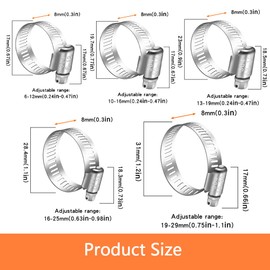 Dianrui 42PCS Hose Clamps Kit Box 1/4"–1-1/8" 304 Stainless Steel Radiator Pipe Clamp Assortment for Fuel Line, Plumbing, Intercooler and Tube K1-052-BOX