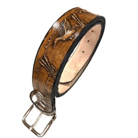 Duck Design Handmade Mens Leather Belt Western Work Casual Belt 1.5" Wide Cocoa (46)