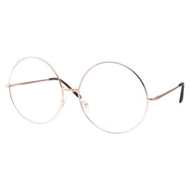 grinderPUNCH XXL Super Oversized Fashion Glasses Round Circle Frame Clear Lens, Gold, XXLarge