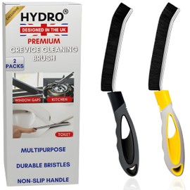 Crevice Cleaning Brush – Premium Aluminum Support with 15° Angle Magic Brush for Bathroom Tile, Groove & Gap Cleaning – Thin Scrub Brush with Durable Upgraded Handle for Home & Kitchen by Hydro