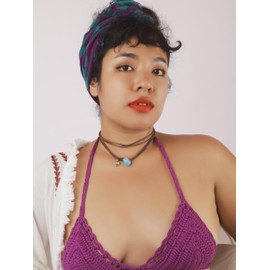 MINACHI Created Turquoise Pendant Necklace Choker with Rope Chain, Summer Style Beach Jewelry for Men Women