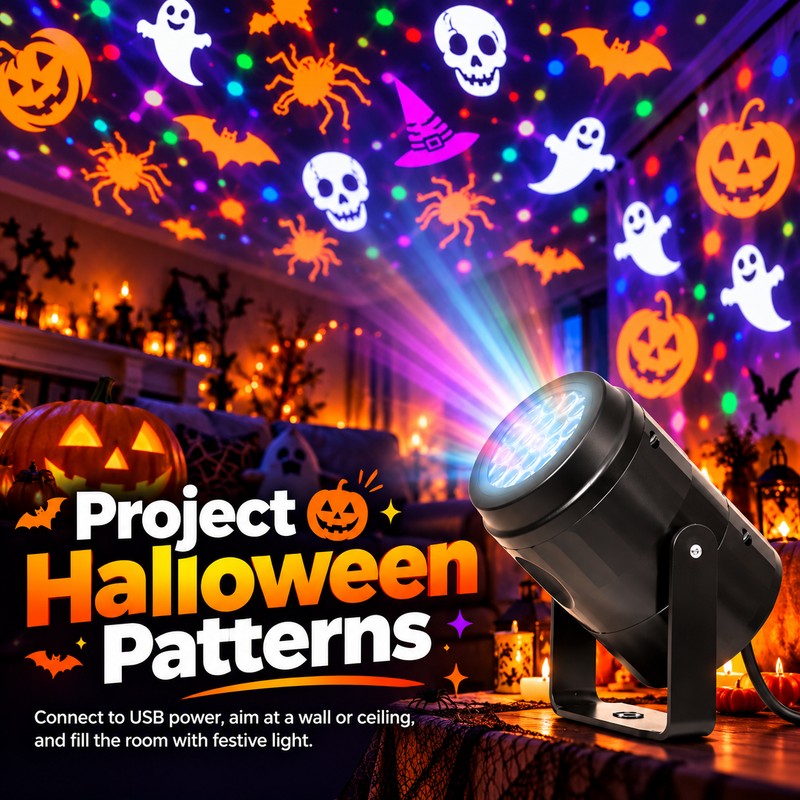 USB Rotating Holiday Projector Light for Festive Decor – LED