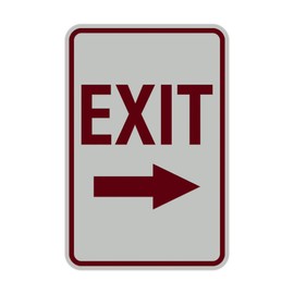 Signs ByLITA Portrait Round Exit Right Arrow Sign with Adhesive Tape, Mounts On Any Surface, Weather Resistant, Indoor/Outdoor Use (Light Grey/Burgundy) - Medium (10 Pack)