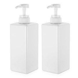 2x Pump Bottle Dispenser, 650ML Shampoo and Conditioner Dispenser, Refillable Shampoo Dispenser Bottle with Pump, Liquid Soap Dispenser for Shampoo Conditioner Body Wash Liquid Soap, White (White)