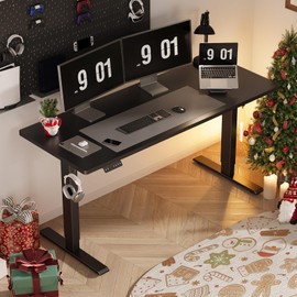 Win Up Time Electric Standing Desk Whole Piece Desktop Height Adjustable Desk- Standing Computer Desk, Sit Stand Desk Frame & Top, Electric Stand Up Desk on Wheels