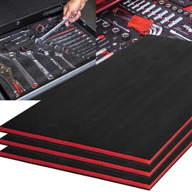 Tool Box Foam 3Pack 45x22x1 inch, Foam Inserts for Cases, Polyethylene Tool Foam Sheets, Drawer Liner Foam, Toolbox Kaizen Organizer and Storage Tool Shadow Foam