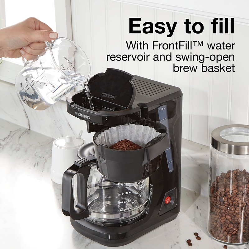 Proctor Silex FrontFill Drip Coffee Maker, 12 Cup Glass Carafe,