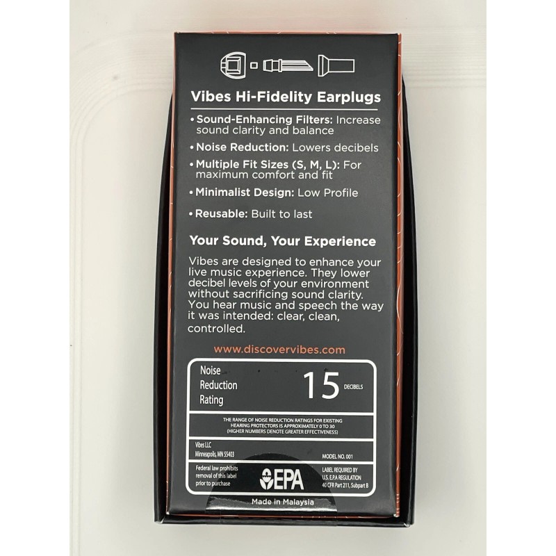Vibes Hi-Fidelity Invisible Noise Reduction Earplugs - 15 NRR Hearing