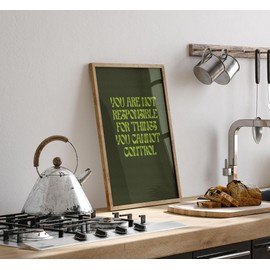 Lithobee - Inspirational Quote Things You Cant Control Quote Green - Printed Wall Art Design in Sizes A2, A3 & A4 Framed in a Stylish Frame or Unframed (A3 Unframed)