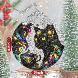 3" Stained Glass Cat Ornament, Christmas Ornament, Cat Christmas Tree Decoration, Christmas Tree Ornament, Heirloom Keepsake, Gift Exchange, Gift Idea, Bauble Present