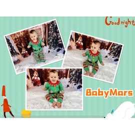 BabyMars Toddler Christmas Elf Outfit Baby Boy Girl 2PCS Long Sleeve Pant Set(Green, 18-24 Months)