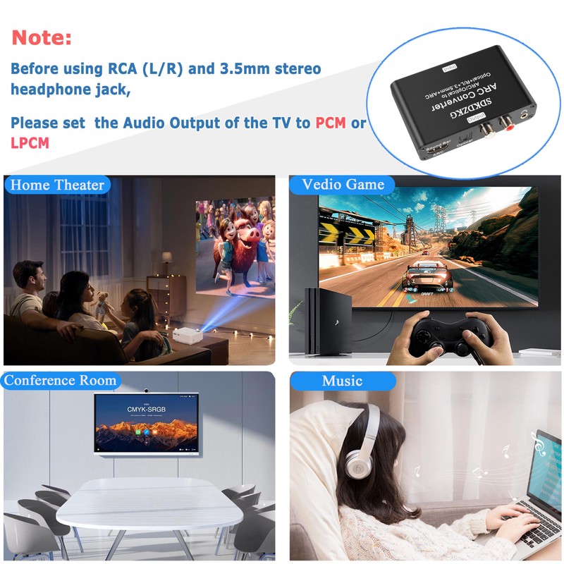 SDKDZKG 192KHz DAC Converter, HDMI ARC Audio Extractor Adapter, HDMI/Digital