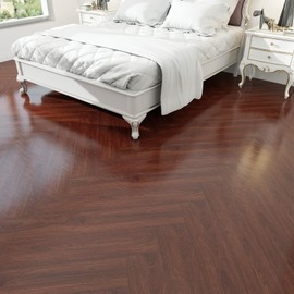 Peel and Stick Floor Tile,Vinyl Plank Flooring,Wood Grain Look 12-Pack 18 Sq.Ft,Waterproof Self Adhesive DIY Installation Tile Sticker for Bathroom Bedroom,Reddish