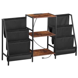 Segawe Retro-Modern Turntable Stand With Dual Vinyl Storage And Matte Black Metal