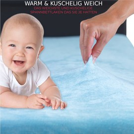 MALIKA® Jersey Cashmere Touch Plush Children's Fitted Sheet for Children's Mattress 60 x 120 - 70 x 140 cm Fitted Sheet Colour: Sky Blue, Size: Double Pack