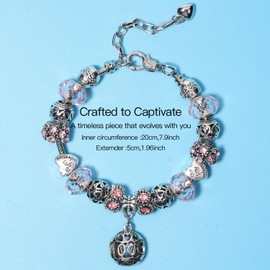 AICase Charm Bracelet for Women/Silver Plated Cuff Bangle Jewelry Gifts with Beads,Charms, and Adjustable Snake Chain Bracelet Birthday Jewelry Gift for Women Her MoM/Sister/Friends/Wife/Grandma_7