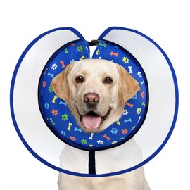 Uaidie Dog Cone Collar with Enhanced Anti-Licking, Inflatable Dog Cone After Surgery, Adjustable Size with Soft Padding for Small Medium Large Dogs - Blue/M