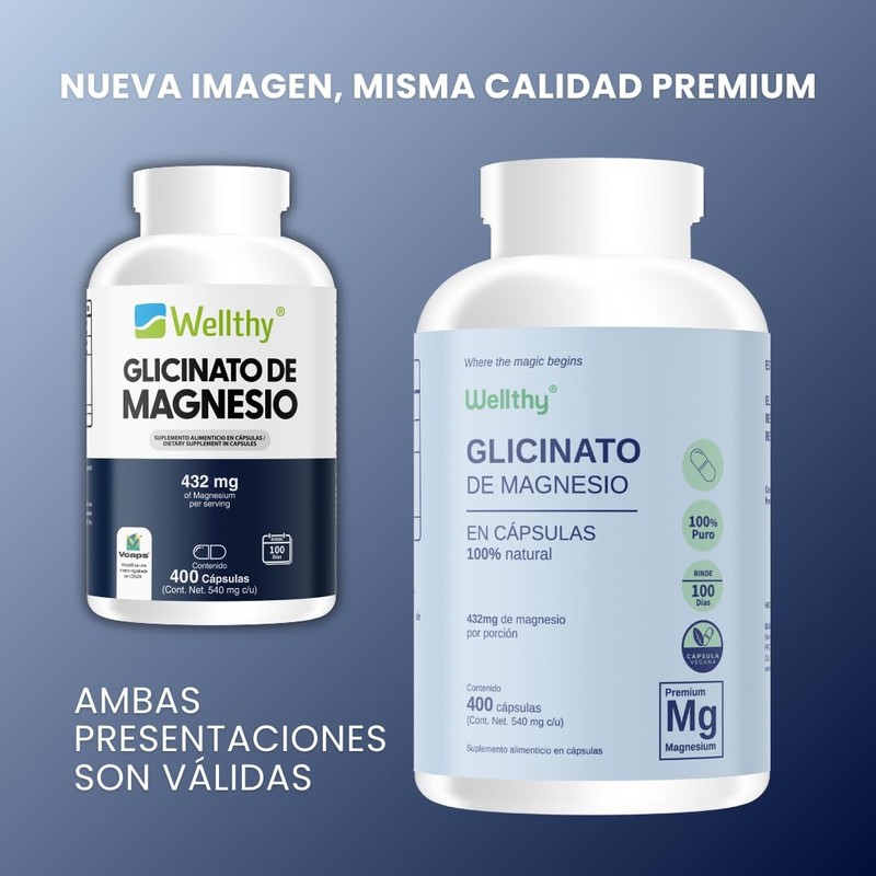 Wellthy Magnesium Glycinate 432mg – High Absorption Vegan Capsules, 400