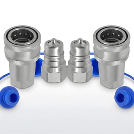Cplbrb 1/4" Ag ISO 7241-A Hydraulic Quick Connect Tractor Couplers with Dust Caps,Poppet Pioneer Style,Hydraulic Quick Coupler 1/4" NPT Thread & Body-2 Sets