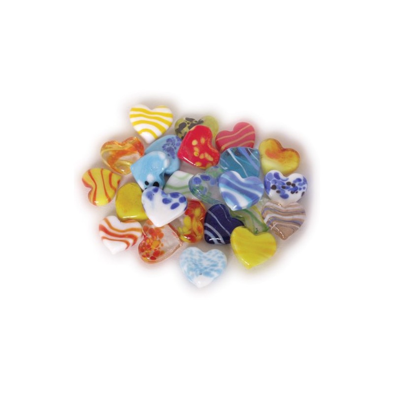 Glass Hearts flat, 24 pcs.