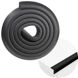 harukita Corner Guard, Corner Cushion, Protects Furniture Corners, Prevents Injuries, Shock Absorption, L-Shaped, Double Sided Tape, Black, 6.6 ft (2 m) Length