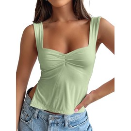 Trendy Queen Womens Going Out Crop Tops Backless Tank Tops Summer Y2k Teen Girls Basics Cute Clothes PaleGreen S