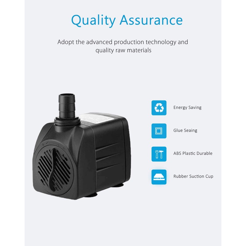 SongLong Submersible Pump 400GPH (1500L 25W) Ultra Quiet with Over