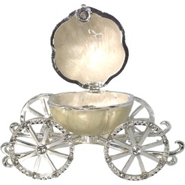 VI N VI Beige Princess Cinderella Crystal Pumpkin Carriage Trinket Box, Jewelry Box with Detachable Pumpkin | Hand Painted Collectible Figurine and Decorative Jewelry Display, Holder, and Organizer