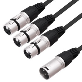 YARCHONN XLR Splitter Audio Y Cable Adapter 1 Male to 3 Way Female XLR Balanced Microphone Audio 1 to 3 Splitter Cable for Mixer Amplifier Camera-0.6M/1.96FT (1 Male to 3 Female)